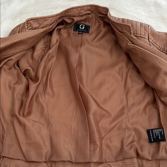 NWOT G By Guiliana Brown Faux Leather Jacket size S - Picture 2 of 6